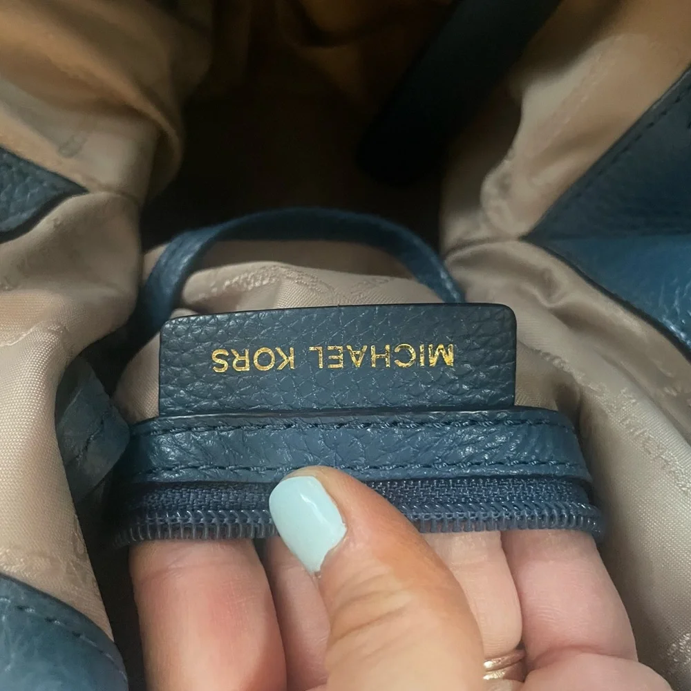 Michael Kors Blue Leather Tote Bag